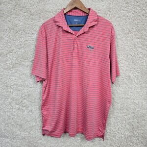 johnnie-O Torrey Pines Polo Mens XL Pink Blue Striped Performance Golf Preppyf